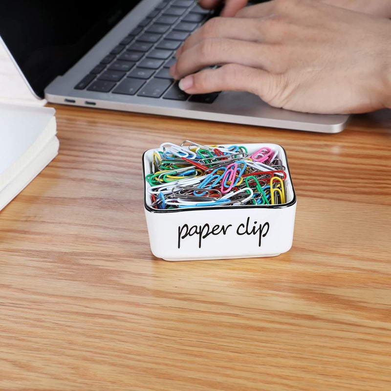 ONTUBE Ceramic Farmhouse Paper Clip Holders for Desk 3.3 Inch, White - Image 4